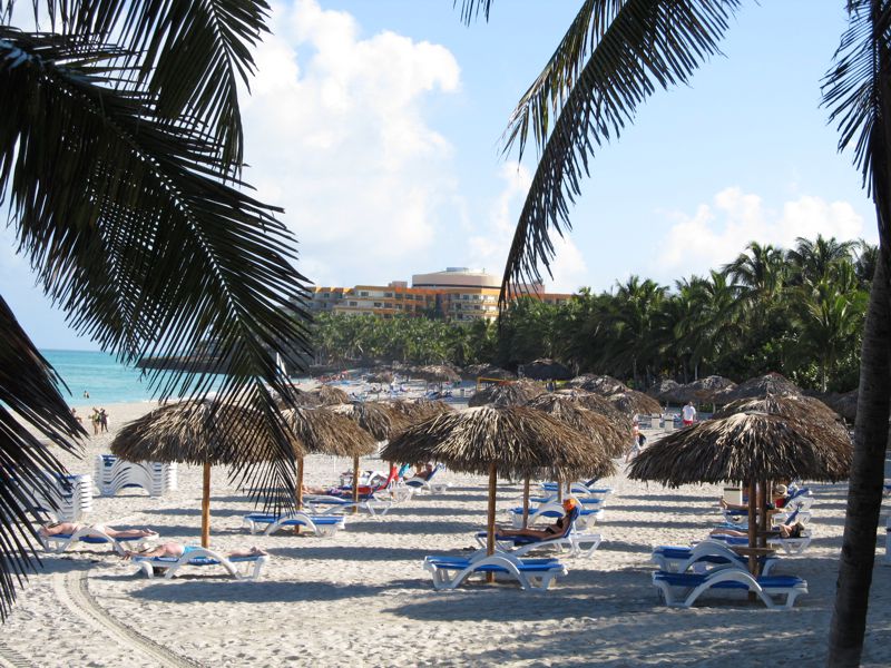 The beach looking east to the hotel