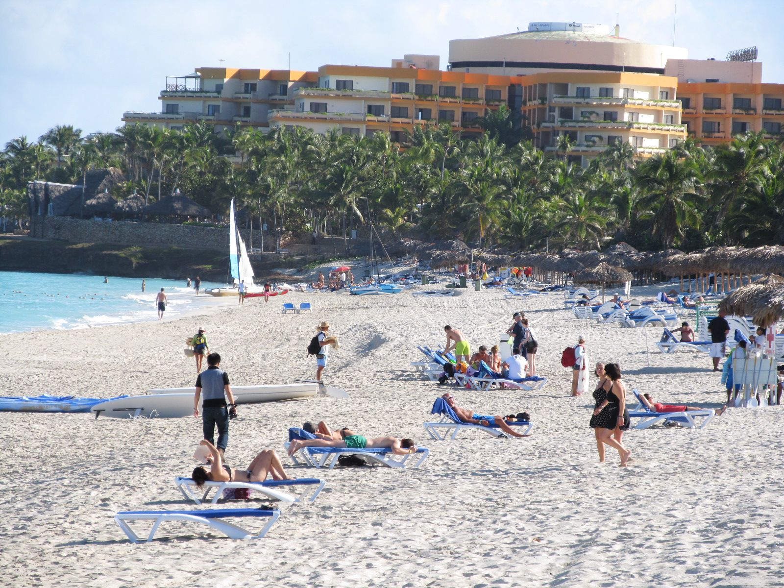 The beach looking east to the hotel